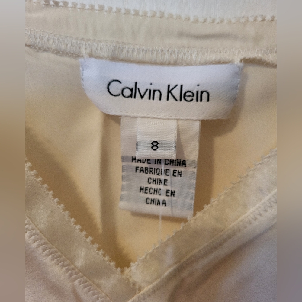 NWT Calvin Klein Cream Silk Sleeveless Top Sz 8 - Picture 3 of 5